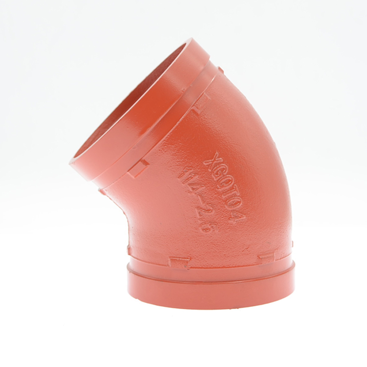 建支沟槽管件 建支卡箍管件45度弯头